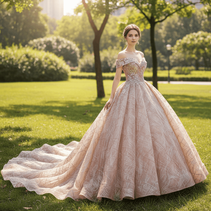 Off The Shoulder Sweetheart Ball Gown Sparky Quinceanera Prom Dresses - Rosymae