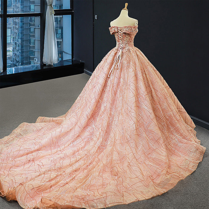 Off The Shoulder Sweetheart Ball Gown Sparky Quinceanera Prom Dresses - Rosymae