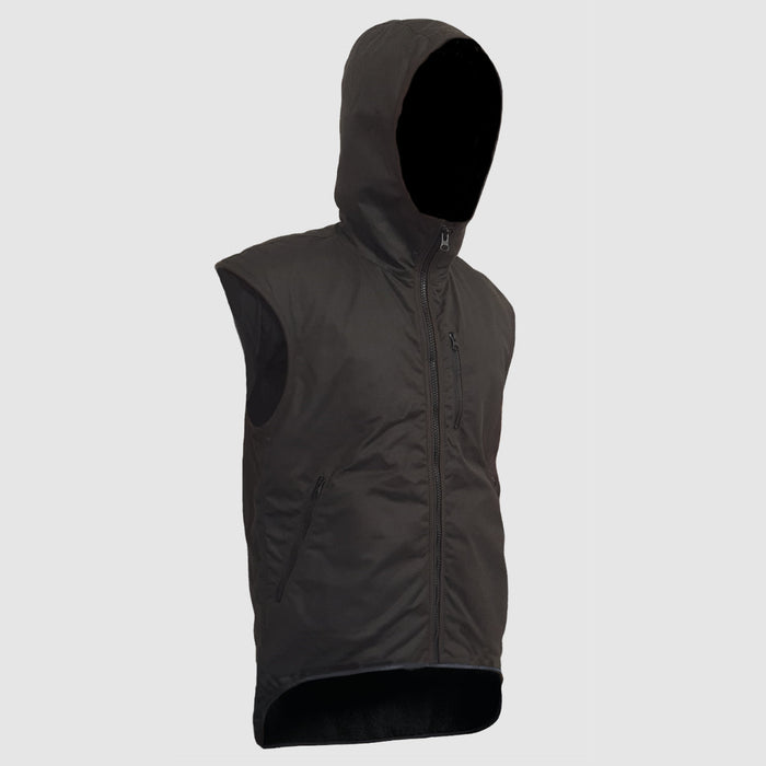 Oilskin Brown Fur Lined Hoodie Vest