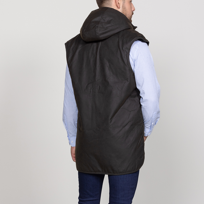 Oilskin Brown Fur Lined Hoodie Vest