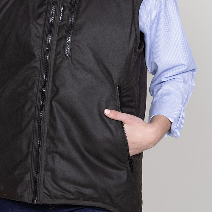 Oilskin Brown Fur Lined Hoodie Vest