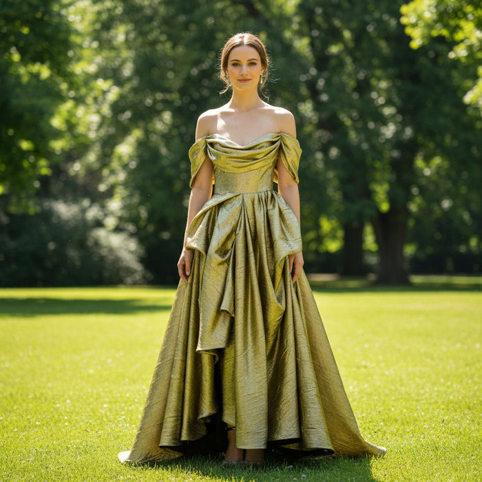 Olive Off the Shoulder Hi Lo Formal Dresses Party Gowns - Rosymae
