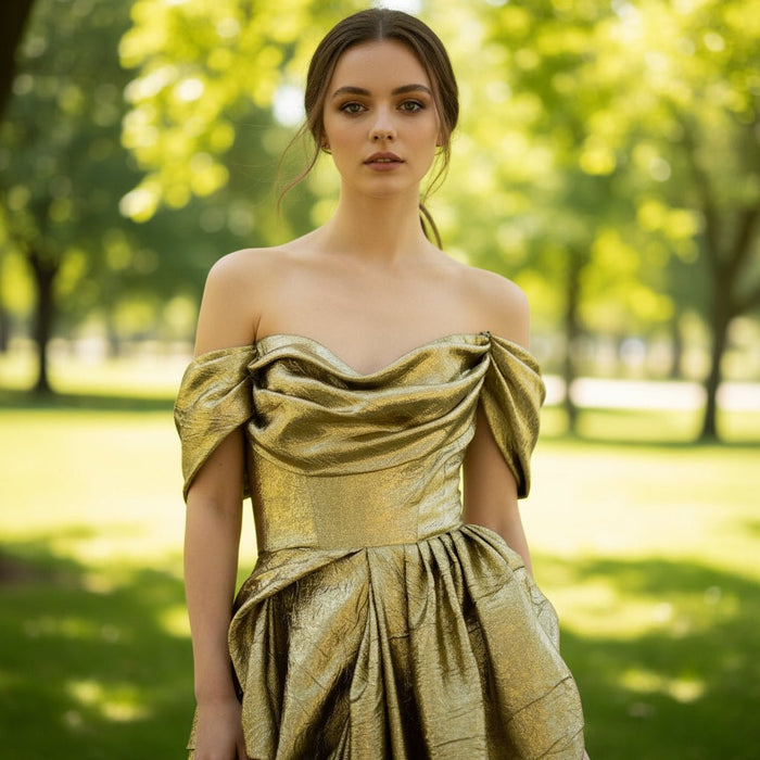Olive Off the Shoulder Hi Lo Formal Dresses Party Gowns - Rosymae
