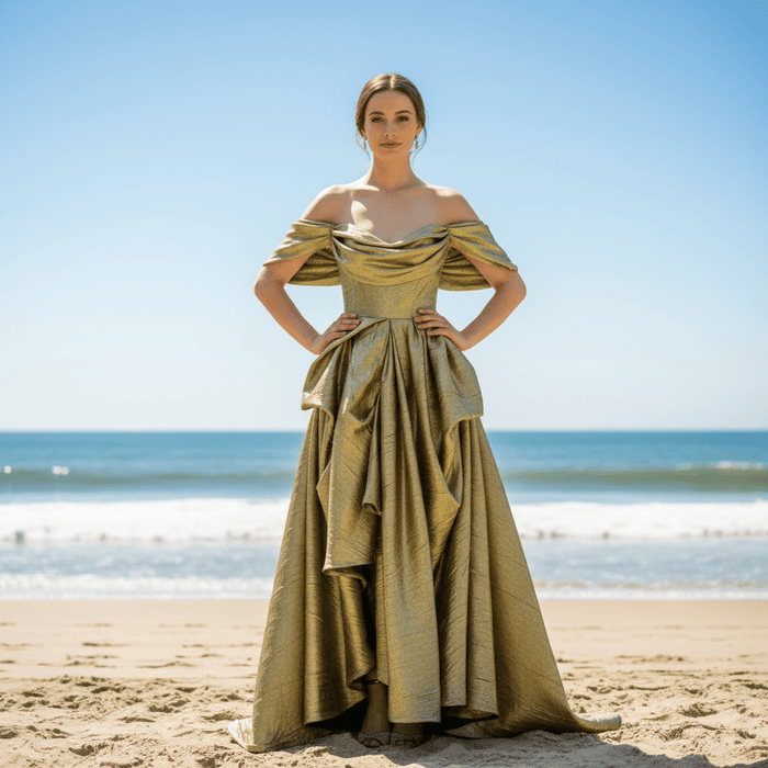 Olive Off the Shoulder Hi Lo Formal Dresses Party Gowns - Rosymae