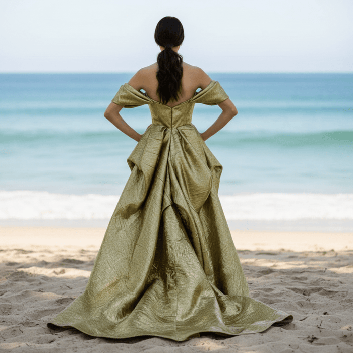 Olive Off the Shoulder Hi Lo Formal Dresses Party Gowns - Rosymae