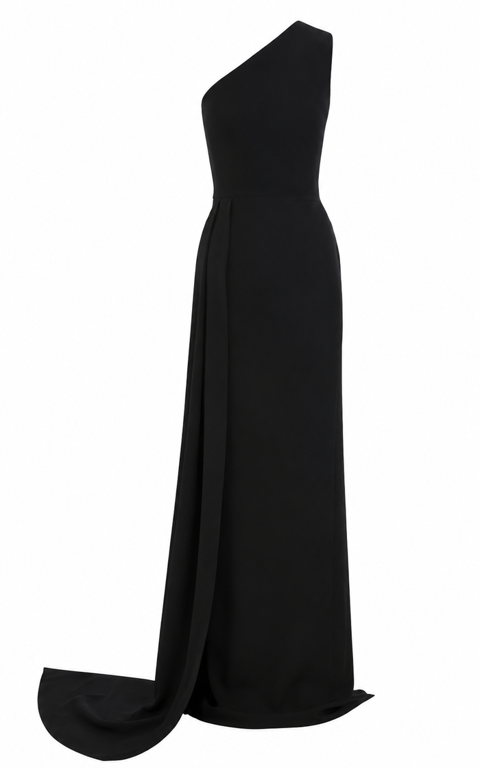 One-Shoulder Column Gown – Noir