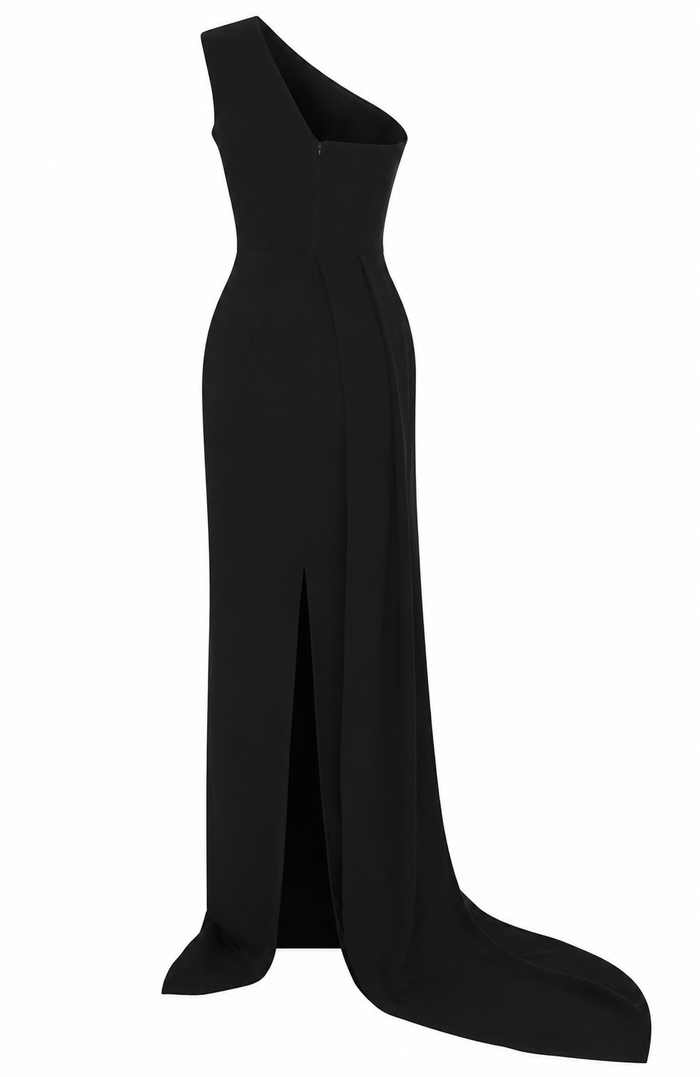 One-Shoulder Column Gown – Noir