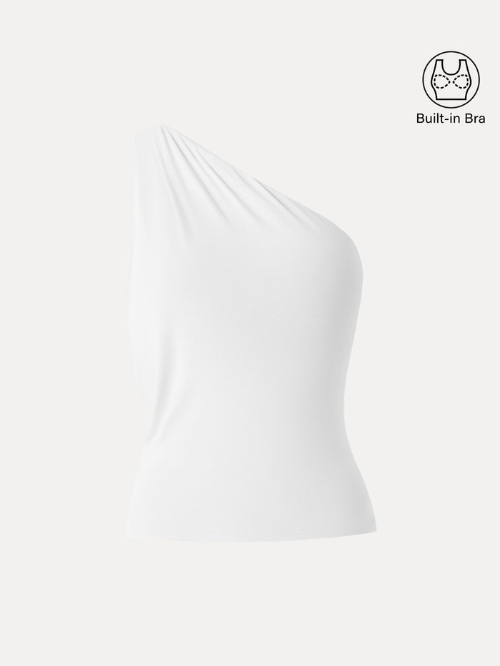OGLmove One Shoulder Cropped Bra Top White XS