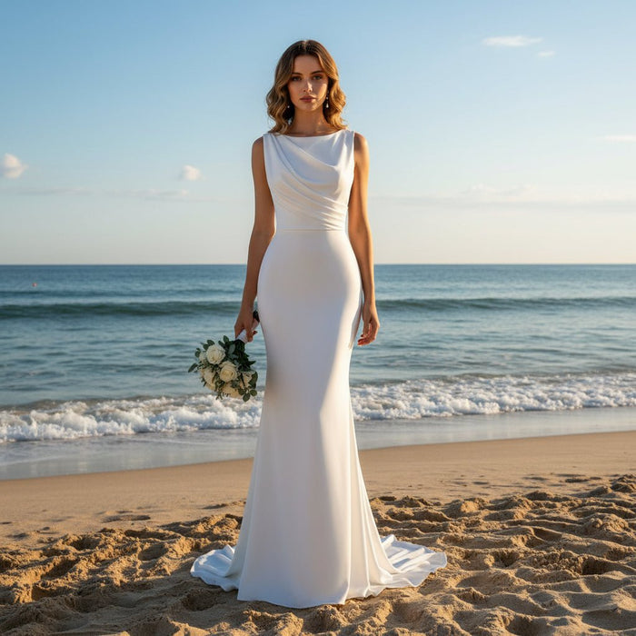 Open Back Backless Simpler Mermaid Wedding Dress - Rosymae