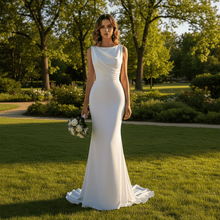Open Back Backless Simpler Mermaid Wedding Dress - Rosymae