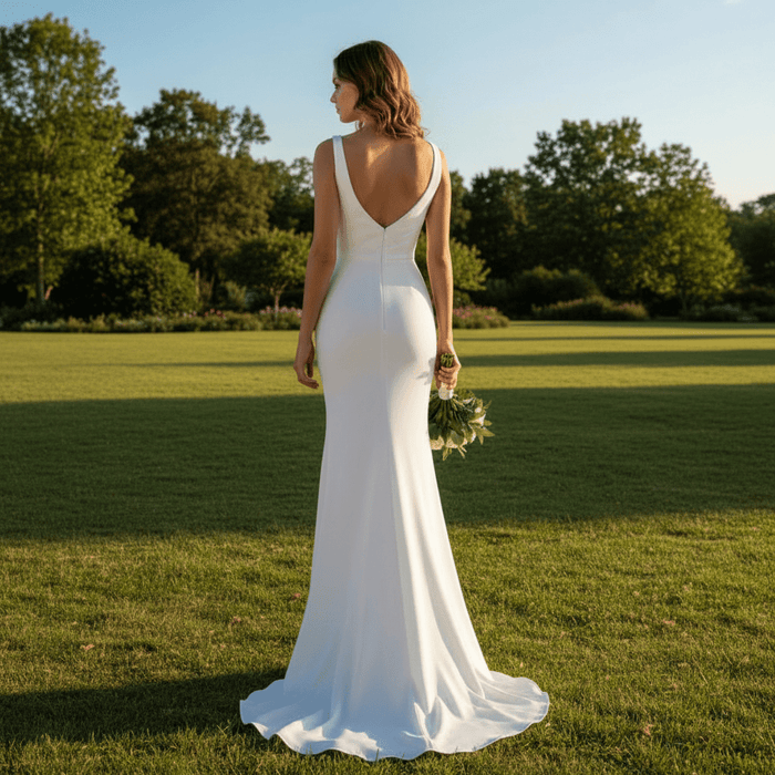 Open Back Backless Simpler Mermaid Wedding Dress - Rosymae