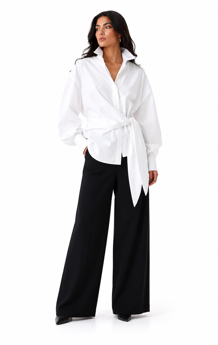 Oversized Tie-Waist Shirt – Blush