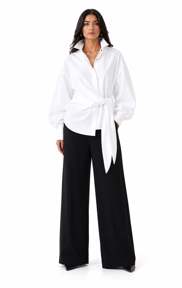 Oversized Tie-Waist Shirt – Blush