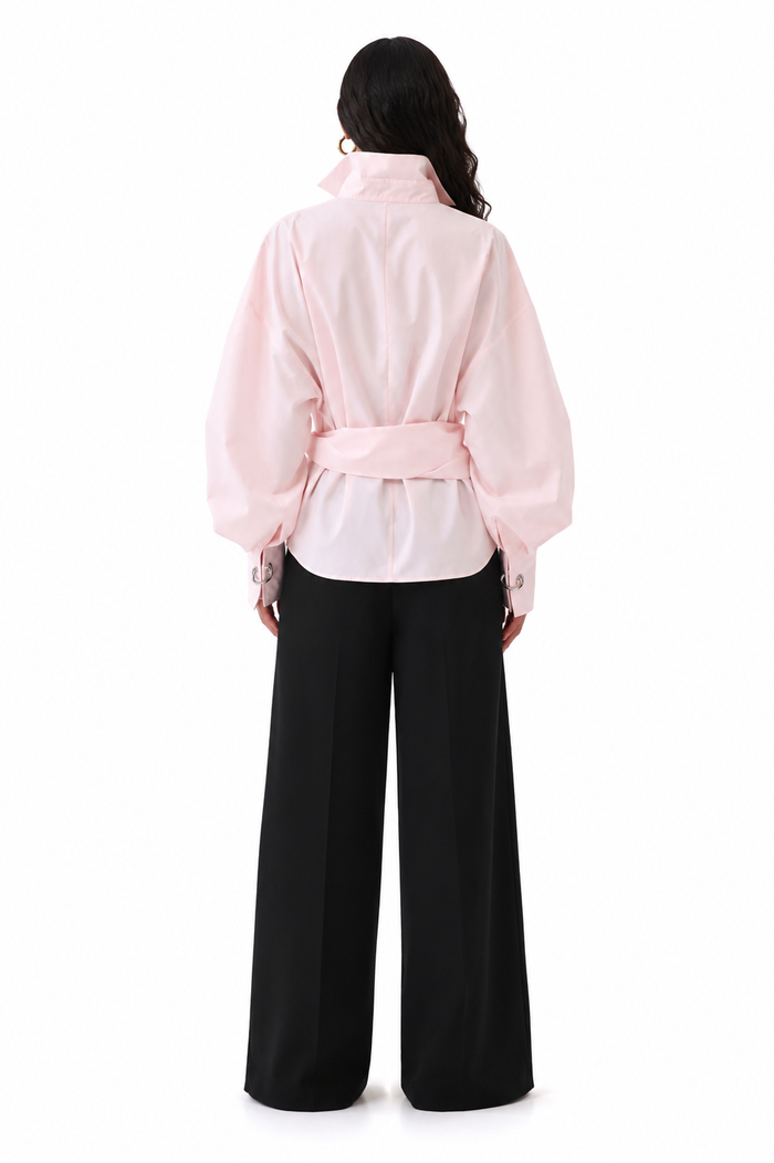 Oversized Tie-Waist Shirt – Blush