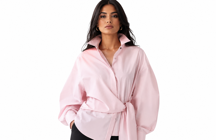 Oversized Tie-Waist Shirt – Blush
