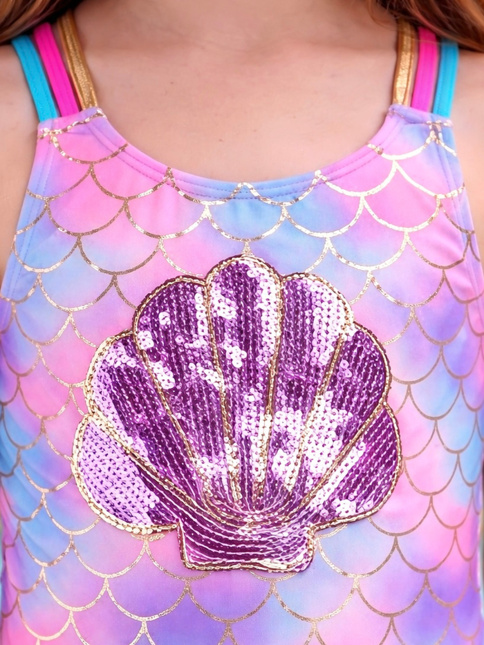 Pastel Scale Shell One Piece Swimsuit Mia Belle Girls
