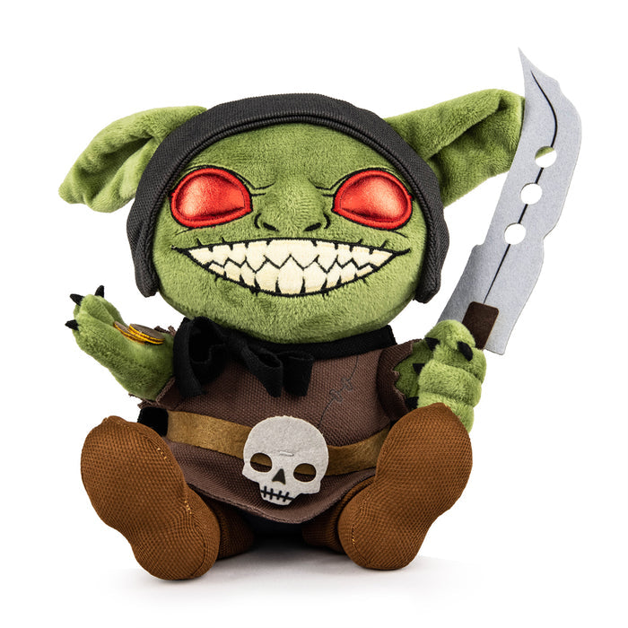 Pathfinder Goblin 7-inch Phunny plush by Kidrobot featuring a soft, detailed green goblin character with big eyes and plush fabric.