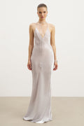 Pearl Detail Plunging Birthday Gown - Oyster Pearl