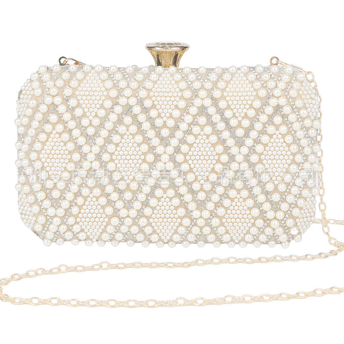 Pearl Embellished Clutch Bag - Luxe
