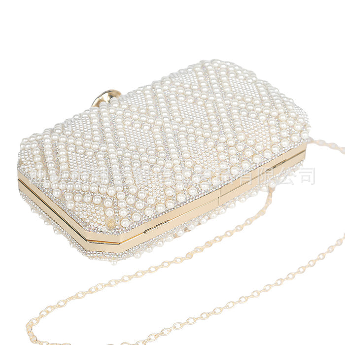Pearl Embellished Clutch Bag - Luxe