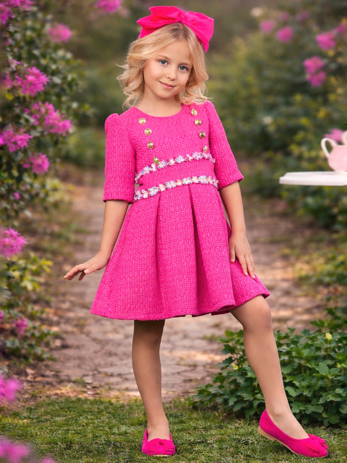 Girls dressy outfit in hot pink for parties and special occasions