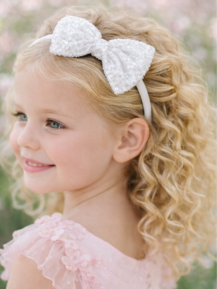 Petal Pop Sequin Bow Headband Set – Pack of 3