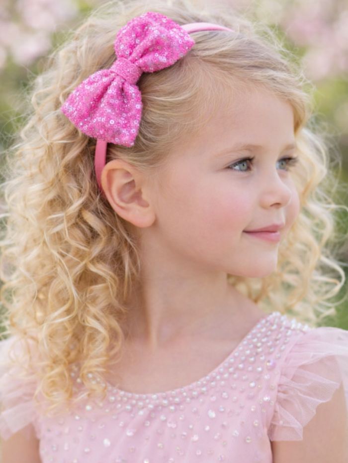 Petal Pop Sequin Bow Headband Set – Pack of 3