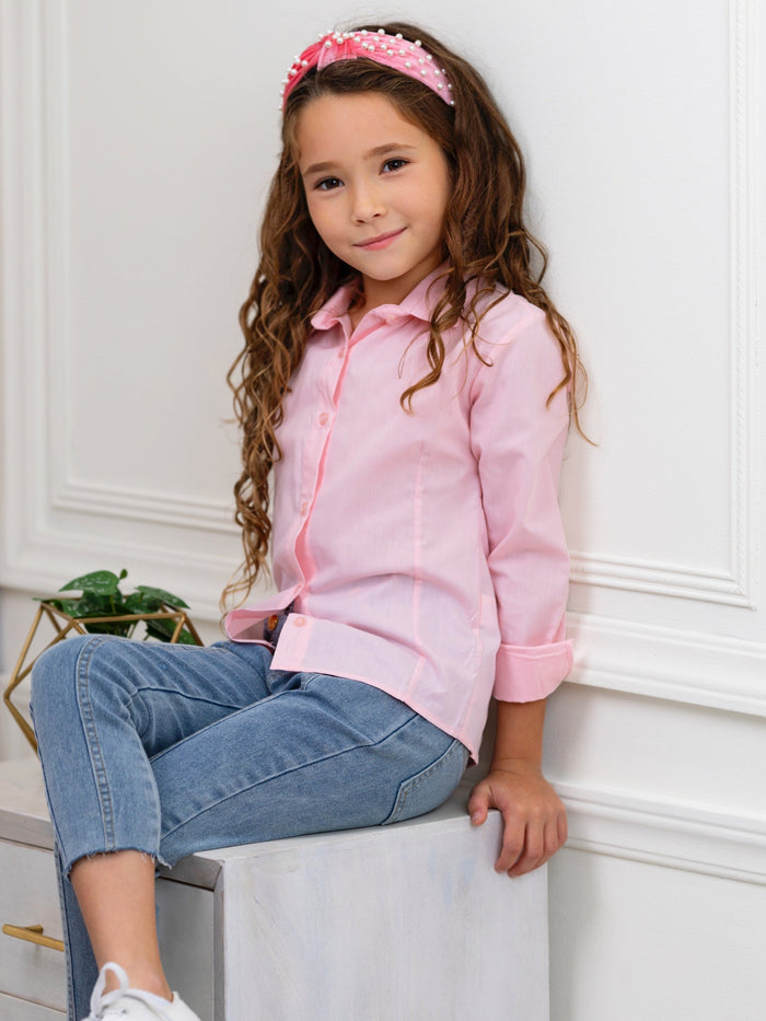 Pink Collared Dress Shirt by Kids Couture Mia Belle Girls