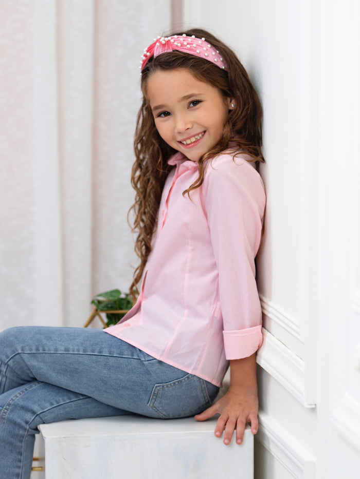 Pink Collared Dress Shirt by Kids Couture Mia Belle Girls