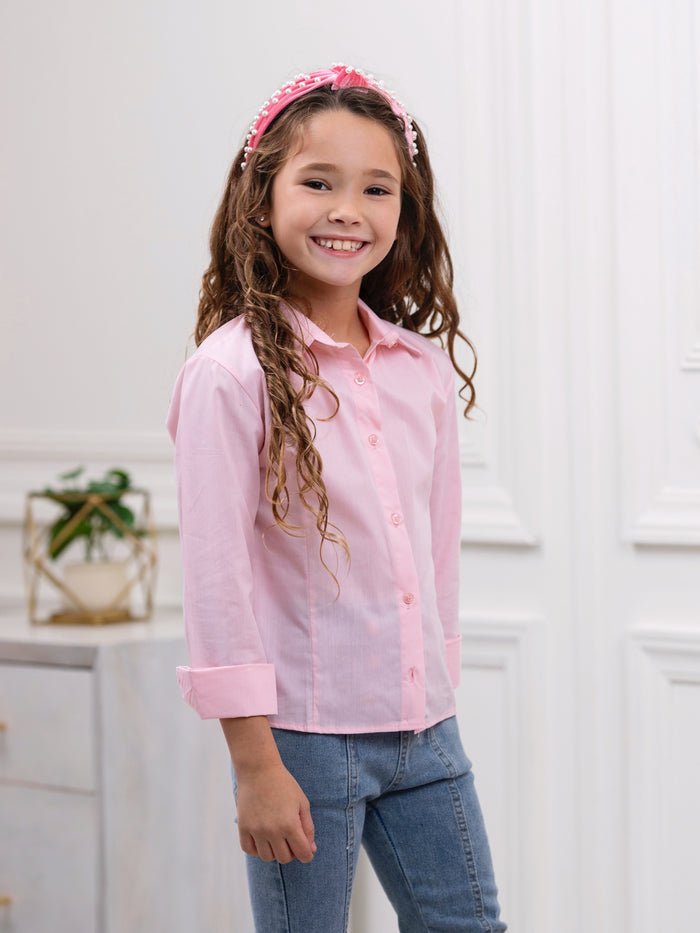 Pink Collared Dress Shirt by Kids Couture Mia Belle Girls