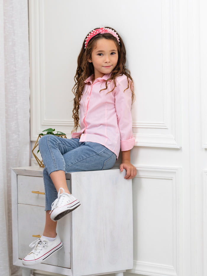 Pink Collared Dress Shirt by Kids Couture Mia Belle Girls