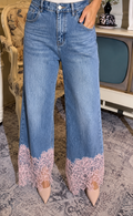 Pink Lace Blue Jean Pants