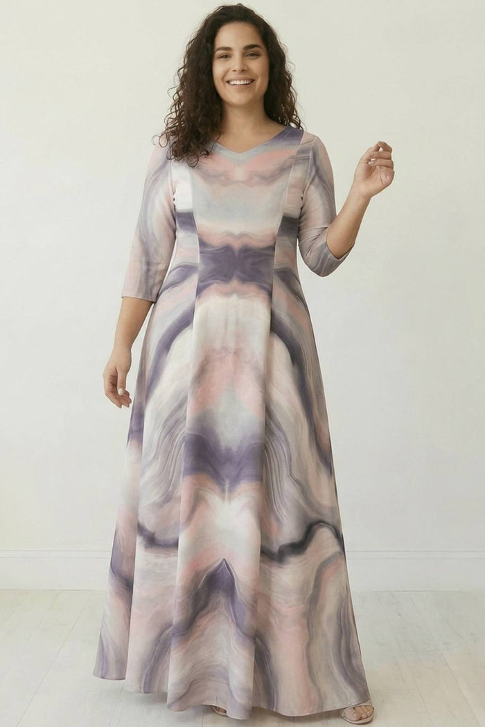 Pink Marbel Printed Dress