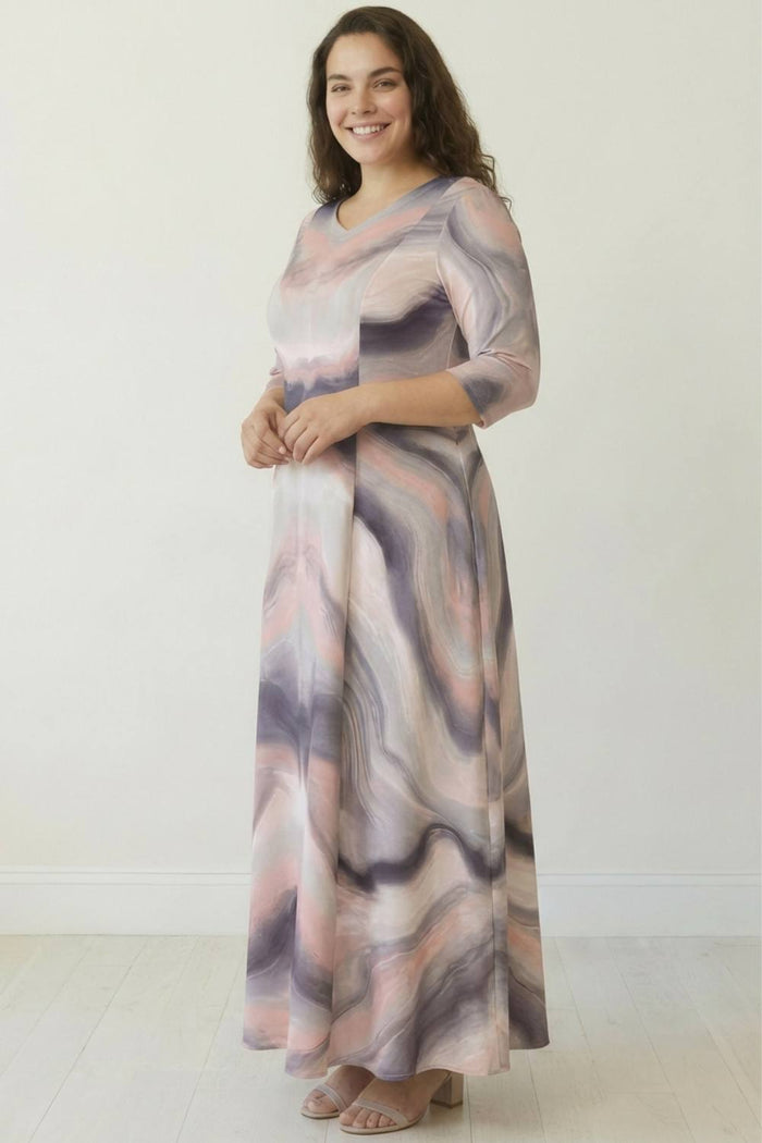 Pink Marbel Printed Dress