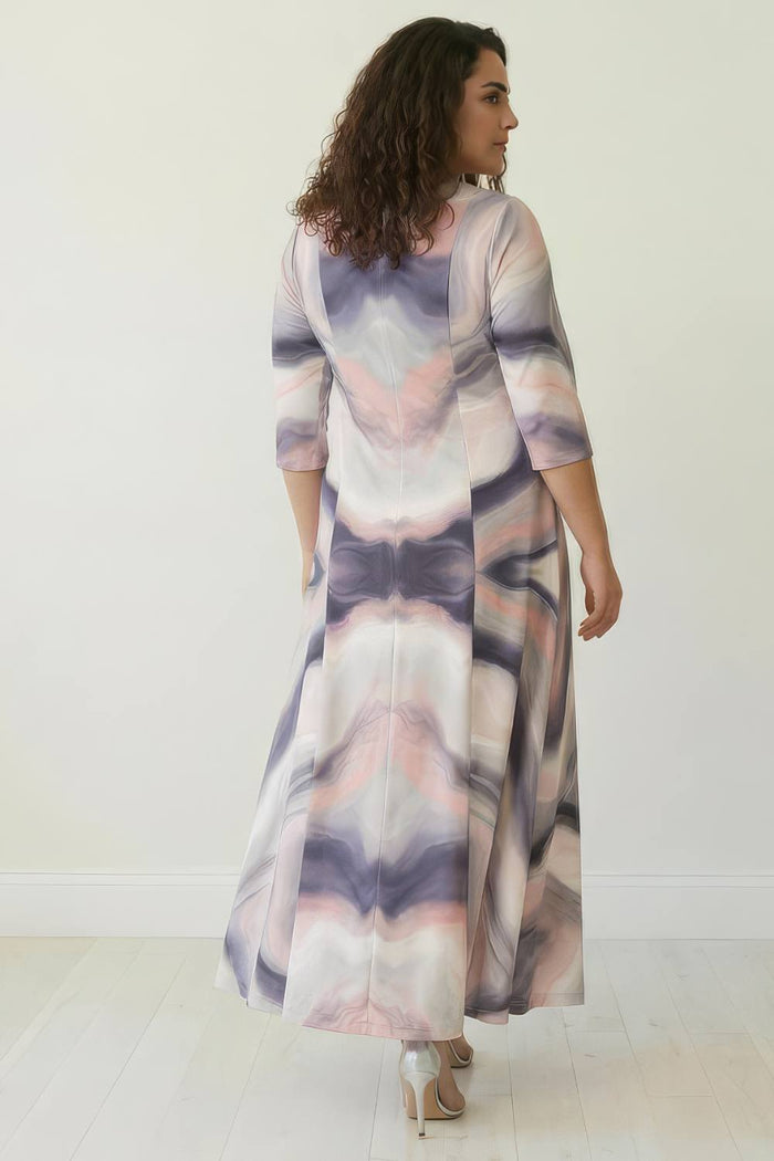 Pink Marbel Printed Dress