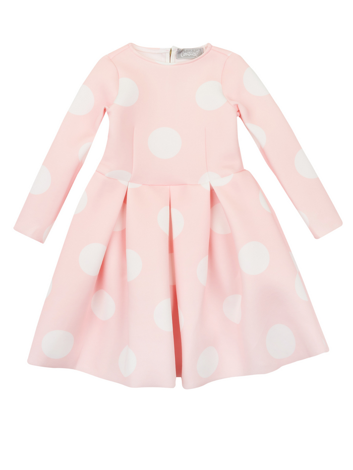 Pink Polka Dot Pleated Midi Dress by Kids Couture Mia Belle Girls