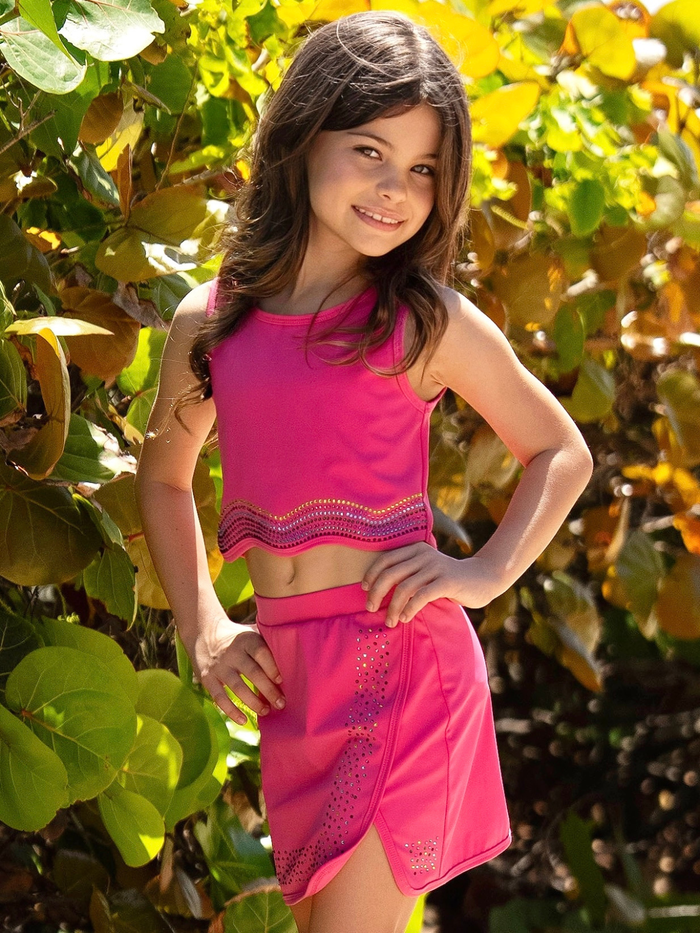 girls vacation outfit pink two piece set