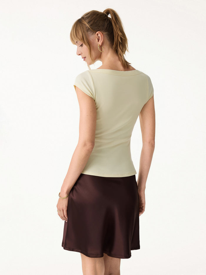 OGLmove Plantive Boatneck Cap Sleeve Bra Top