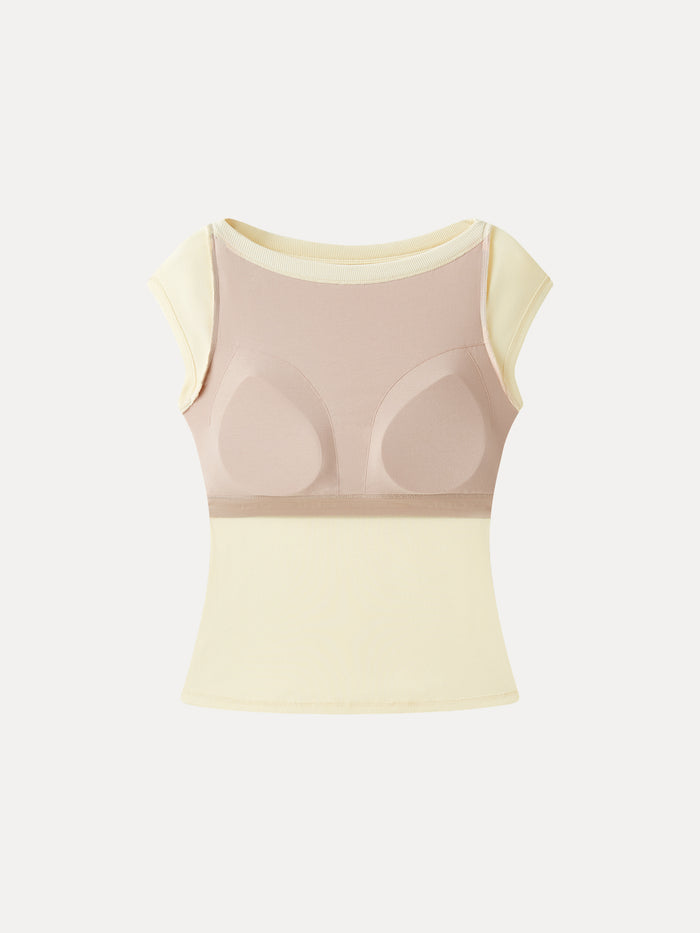 OGLmove Plantive Boatneck Cap Sleeve Bra Top