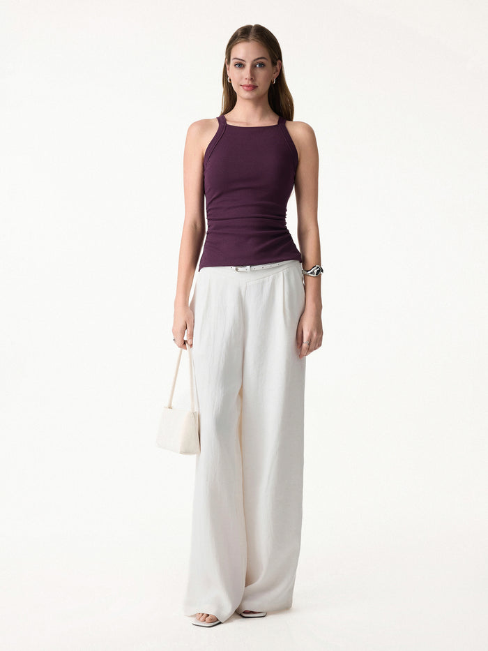 OGLmove Plantive Square Neck Ruched Rib Bra Tank