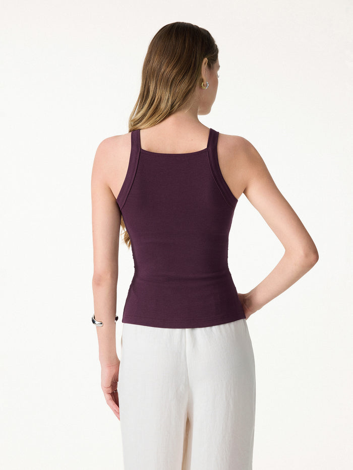 OGLmove Plantive Square Neck Ruched Rib Bra Tank