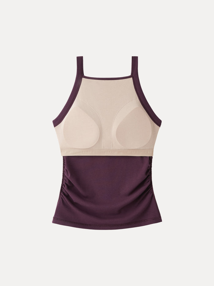OGLmove Plantive Square Neck Ruched Rib Bra Tank