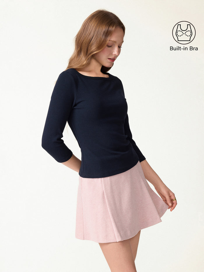 OGLmove Plantive® Boatneck 3/4 Sleeve Bra Top