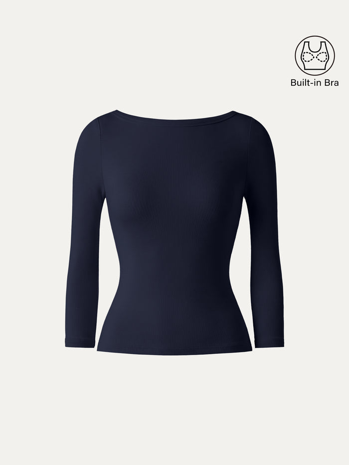 OGLmove Plantive® Boatneck 3/4 Sleeve Bra Top