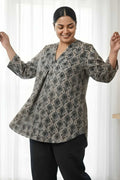 Plus Size Black Floral Borders SnugWeave Winter Top