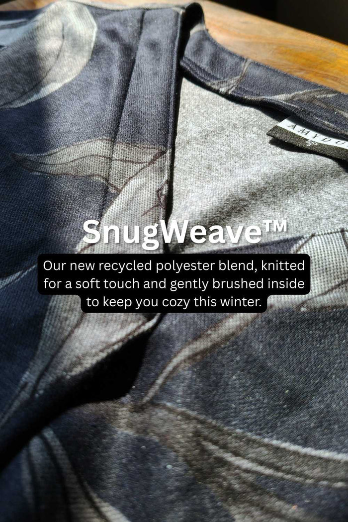 Plus Size Black Floral V Neck  SnugWeave Winter Top