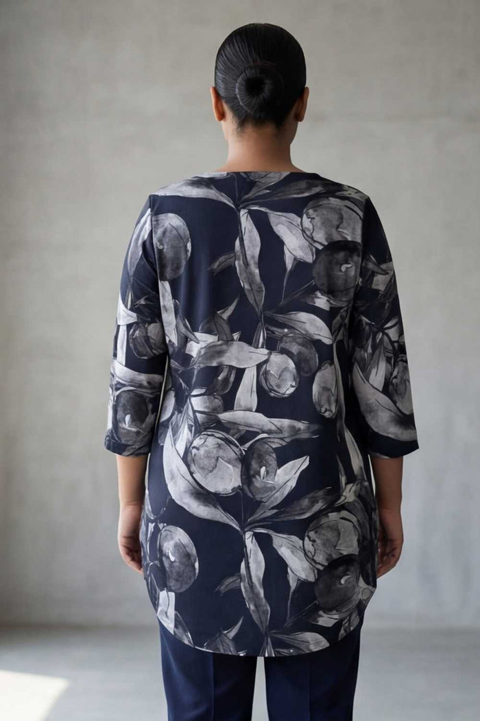 Plus Size Black Floral V Neck  SnugWeave Winter Top