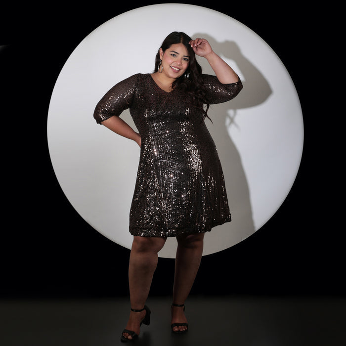 Plus Size Black Sequin Dress