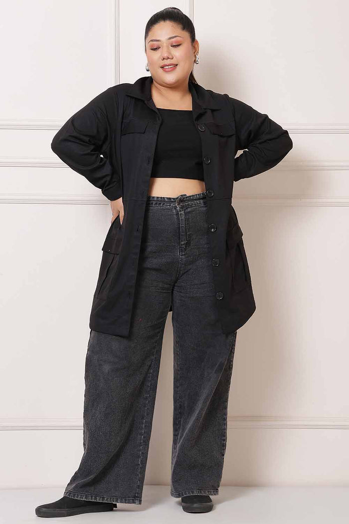Plus Size Black Shacket