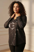 Plus Size Black SnugWeave Winter Top - V Neck